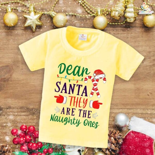 Babywish Christmas T-shirt My First Christmas T-shirt Dear Santa They Are Naughty One - Image 4