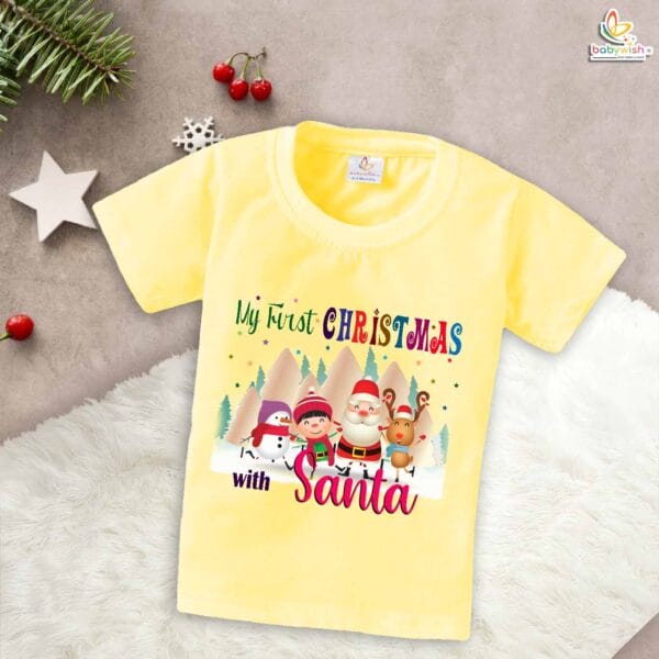 Babywish Christmas T-shirt My First Christmas T-shirt Merry Christmas With Santa Mountain Print - Image 4