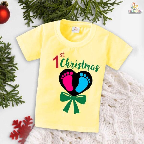 Babywish Christmas T-shirt My First Christmas T-shirt 1st Christmas Footprints - Image 4