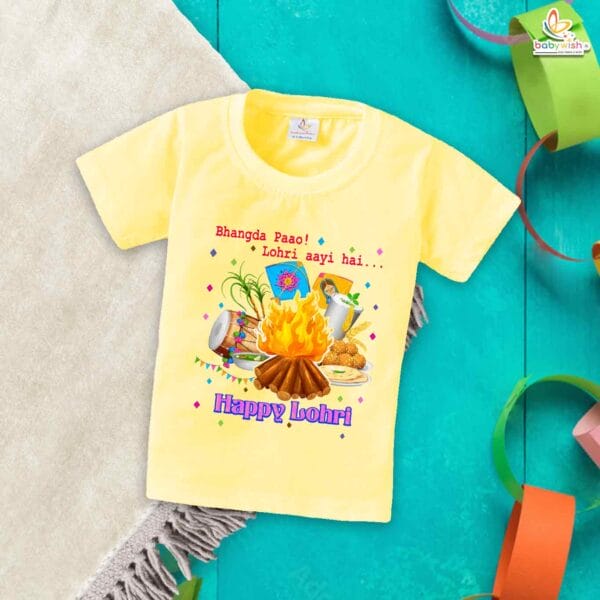 My First Lohri T-Shirt | Bhangra Pao Lohri Aayi Baby Tee | Punjabi Festival Outfit for Babies & Toddlers | Lohri Celebration Clothes | Babywish - Image 4