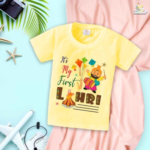 My First Lohri T-Shirt | First Lohri Celebrations Baby Tee | Punjabi Festival Outfit for Babies & Toddlers | Happy Lohri Clothes for Kids | Babywish - Image 4