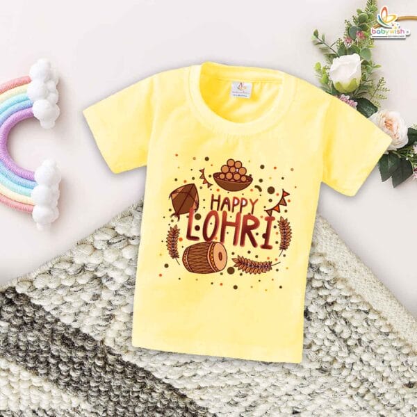 My First Lohri T-Shirt | Happy Lohri Baby Outfit | Punjabi Festival T-Shirt with Sweets Design | Lohri Celebration Clothes | Babywish - Image 4