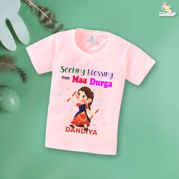 Babywish Baby Navratri T-shirt My First Dussehra Seeking Blessing from Maa Durga - Image 3