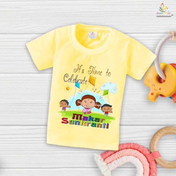 It's Time to Celebrate Makar Sankranti Baby T-Shirt – My First Makar Sankranti Festival T-shirt for Newborn & Infant | Cute Baby Outfit – Babywish - Image 4