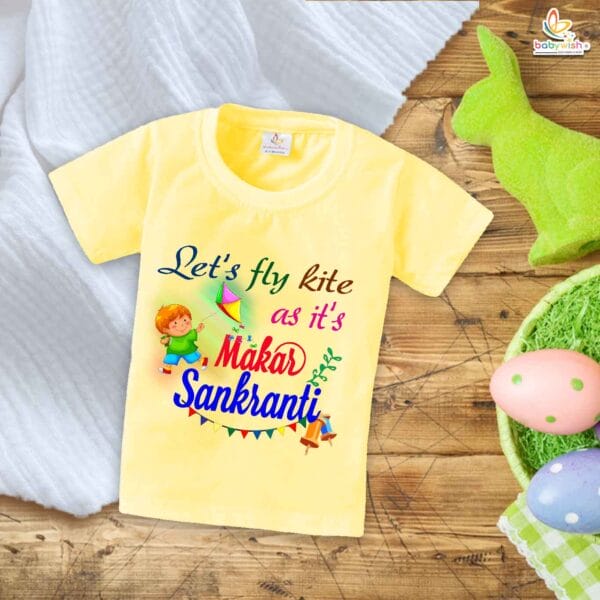 Let's Fly Kite My First Makar Sankranti Baby T-Shirt – Cute Newborn & Infant Festival Outfit | Makar Sankranti Kite Flying T-shirt – Babywish - Image 4