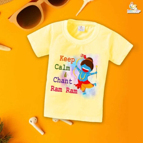 Babywish Baby Navratri T-shirt My First Dussehra Keep Calm And Chant Ram Ram - Image 4