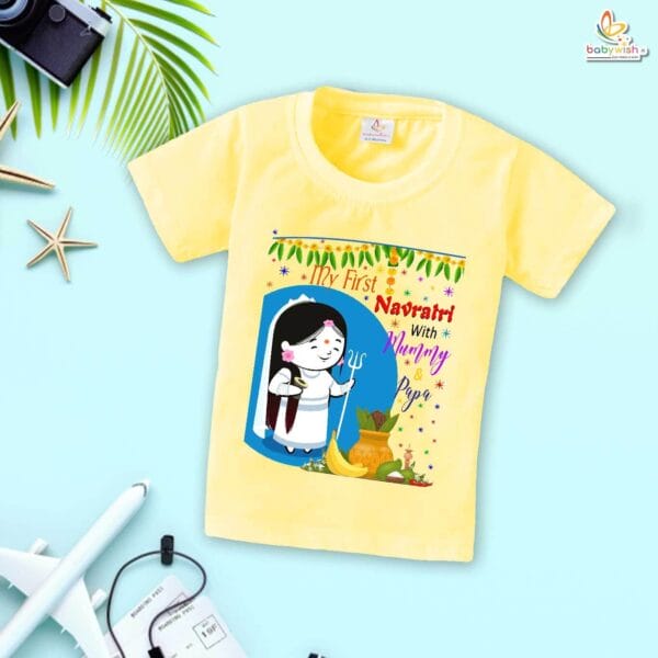 Babywish Baby Navratri T-shirt My First Dussehra First Navratri With Muumy & Papa - Image 4