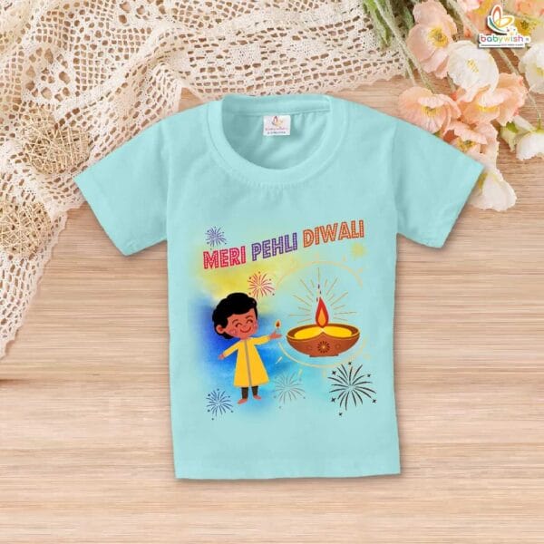 Babywish Baby Diwali T-shirt My First Diwali Meri Pehli Diwali - Image 2