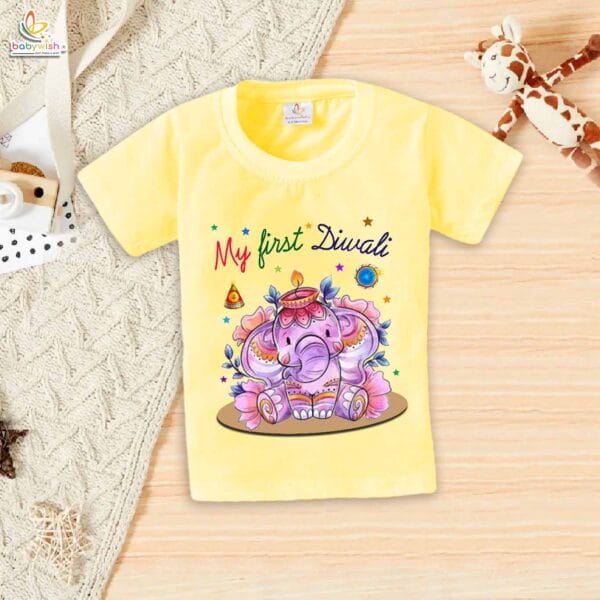 Babywish Baby Diwali T-shirt My First Diwali MY FIRST DIWALI - Image 4