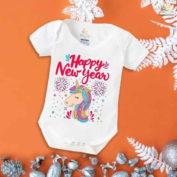 Babywish New Year Romper Clothes My First New Year Bodysuits Unicorn Horse Print - Image 5