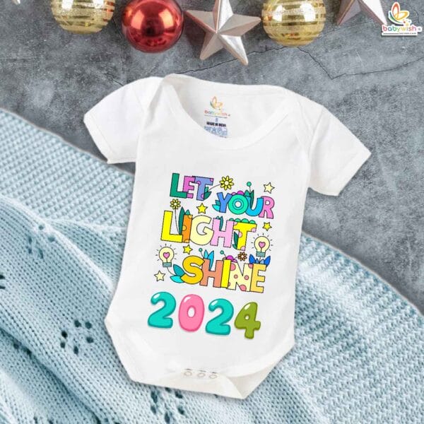 Babywish New Year Romper Clothes My First New Year Bodysuits 2024 Let Your Light Shine - Image 5