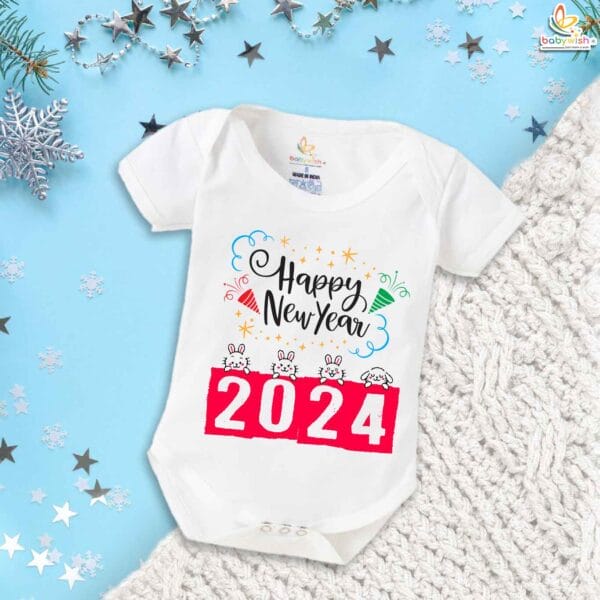 Babywish New Year Romper Clothes My First New Year Bodysuits 2024 Crackers Print - Image 5