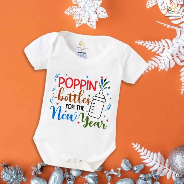 Babywish New Year Romper Clothes My First New Year Bodysuits Poppin Bottles For The New Year - Image 5