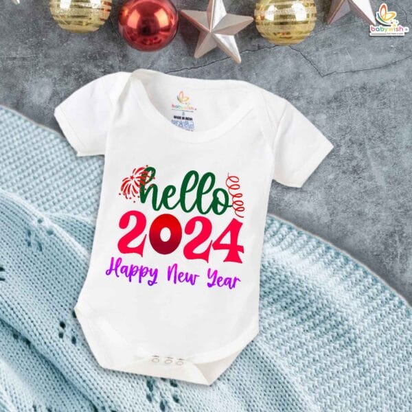 Babywish New Year Romper Clothes My First New Year Bodysuits Hello 2024 Happy New Year - Image 5