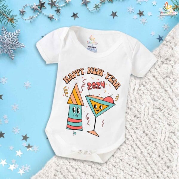 Babywish New Year Romper Clothes My First New Year Bodysuits Happy New Year 2024 Rocket Printed - Image 5