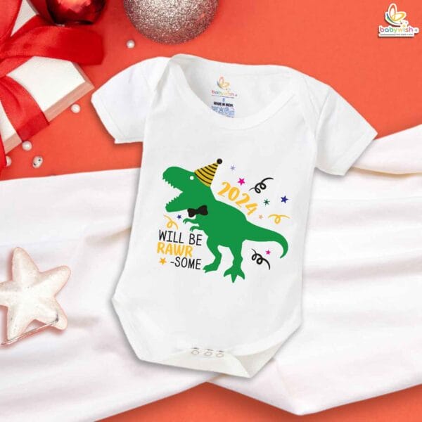 Babywish New Year Romper Clothes My First New Year Bodysuits Will Be Rawr Some 2024 - Image 5