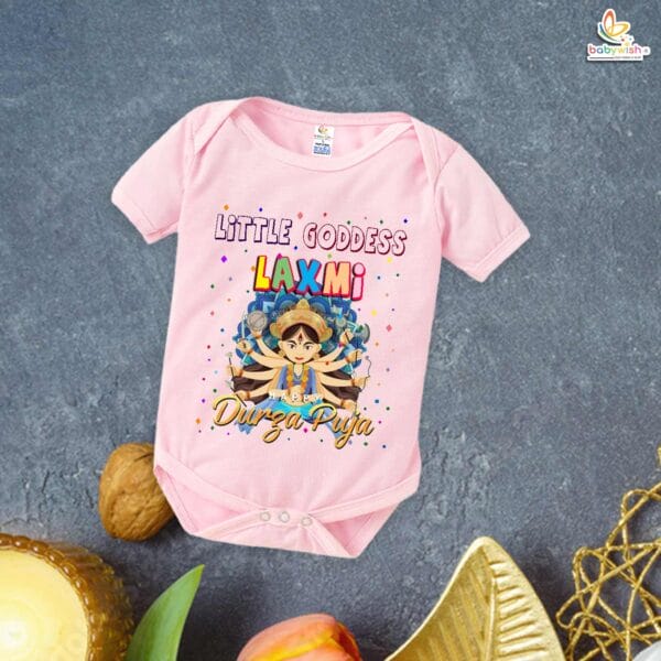 Babywish Baby Navratri Romper Bodysuit My First Dussehra Little Goddess Laxmi - Image 3