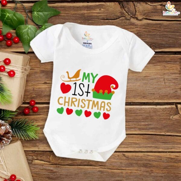 Babywish Christmas Romper Clothes My First Merry Christmas Bodysuits First Christmas Hearts Prints - Image 4