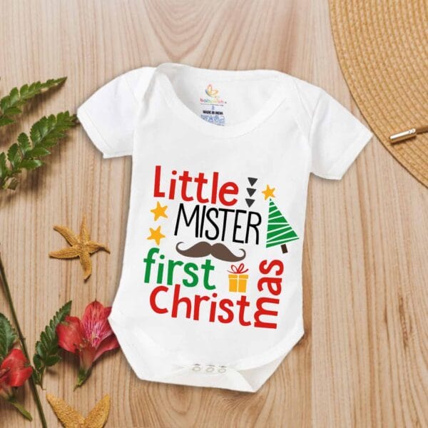 Babywish Christmas Romper Clothes My First Merry Christmas Bodysuits Little Mister First Christmas - Image 5