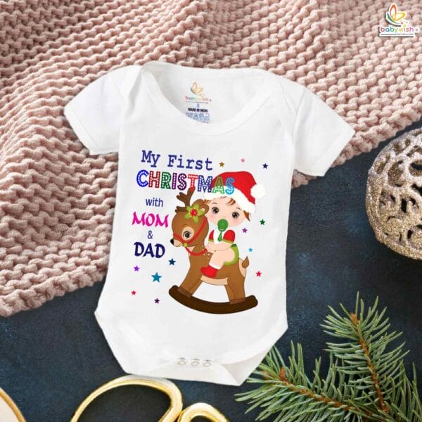Babywish Christmas Romper Clothes My First Merry Christmas Bodysuits My First Christmas with My Parents - Image 5