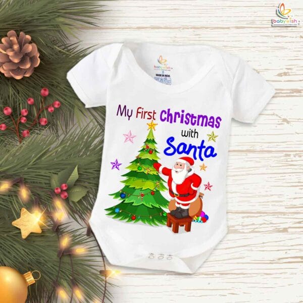 Babywish Christmas Romper Clothes My First Merry Christmas Bodysuits Santa And X-mas-tree Christmas Print - Image 5