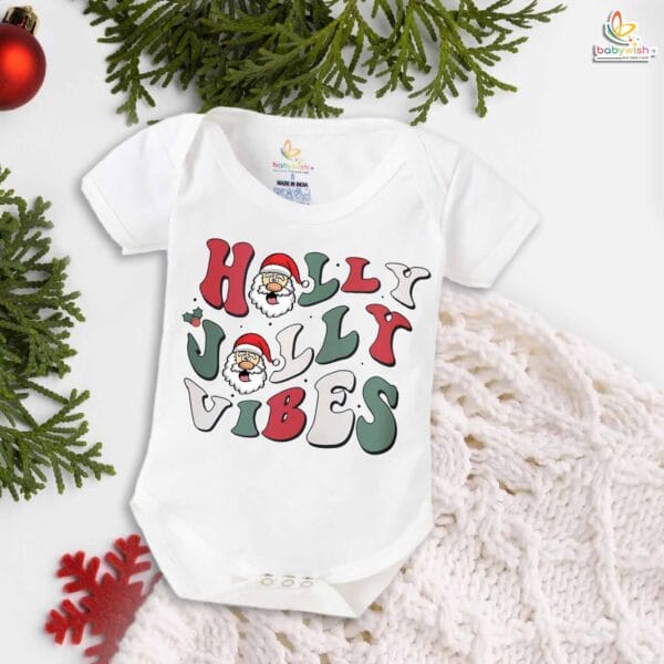 Babywish Christmas Romper Clothes My First Merry Christmas Bodysuits Holly Jolly Vibes - Image 5