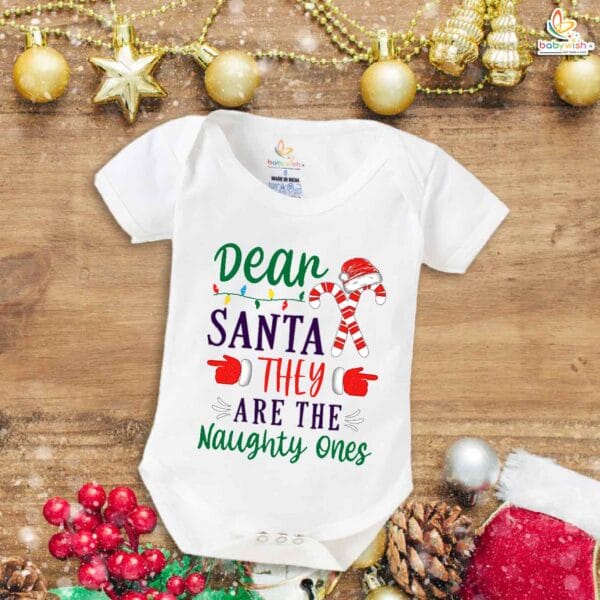 Babywish Christmas Romper Clothes My First Merry Christmas Bodysuits Dear Santa They Are Naughty One - Image 5