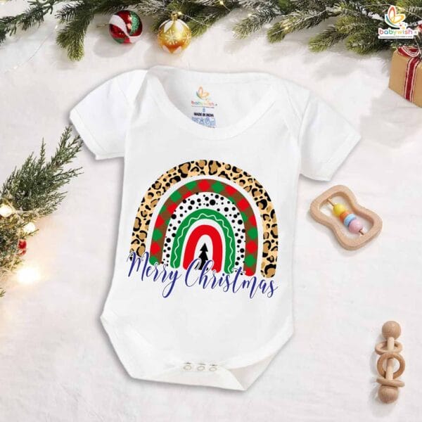 Babywish Christmas Romper Clothes My First Merry Christmas Bodysuits Merry Christmas Round Tree Print - Image 5