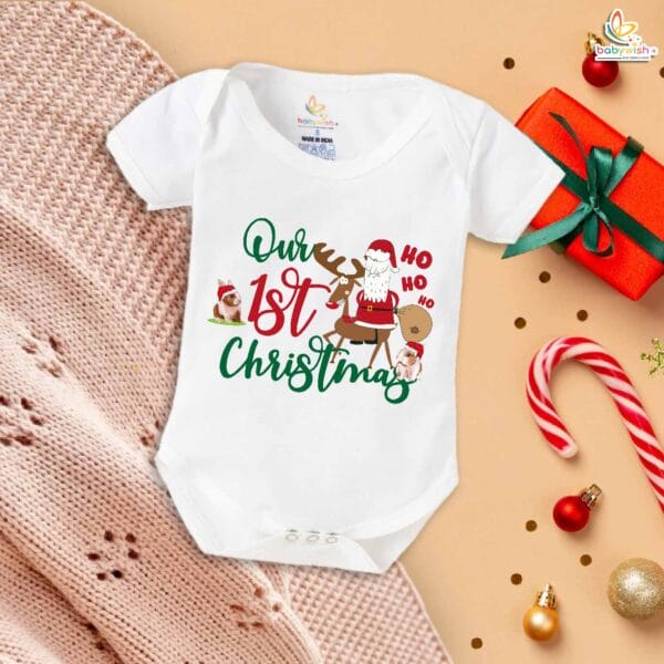 Babywish Christmas Romper Clothes My First Merry Christmas Bodysuits Our First Christmas of Festivals - Image 5