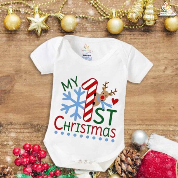 Babywish Christmas Romper Clothes My First Merry Christmas Bodysuits First Christmas Deer Print - Image 5
