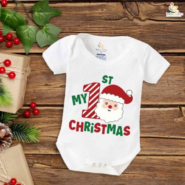 Babywish Christmas Romper Clothes My First Merry Christmas Bodysuits 1st Christmas Santa Theme - Image 5