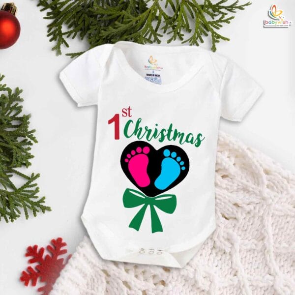 Babywish Christmas Romper Clothes My First Merry Christmas Bodysuits 1st Christmas Footprints - Image 5