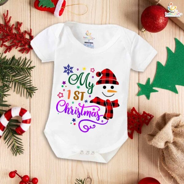 Babywish Christmas Romper Clothes My First Merry Christmas Bodysuits My First Christmas Teddy Theme - Image 5