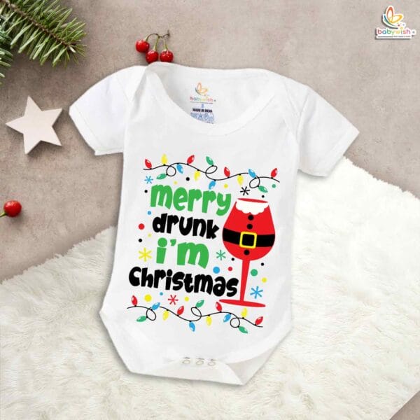 Babywish Christmas Romper Clothes My First Merry Christmas Bodysuits Merry Drunk I Am Christmas - Image 5