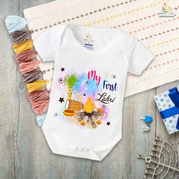 My First Lohri Romper | Happy Lohri Baby Bodysuit | Festive Outfit for Baby Boys & Girls – Babywish - Image 4