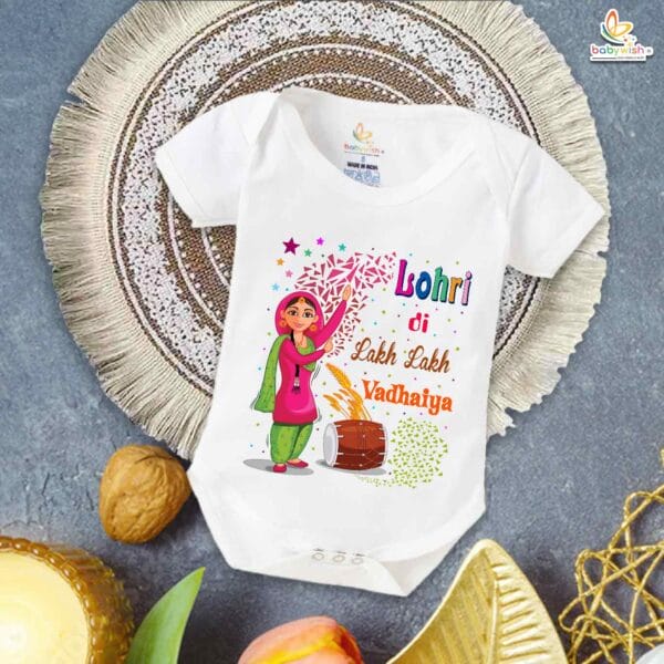 My First Lohri Romper | Lohri Di Vadhaiya Baby Bodysuit | Festive Outfit for Baby Boys & Girls – Babywish - Image 5