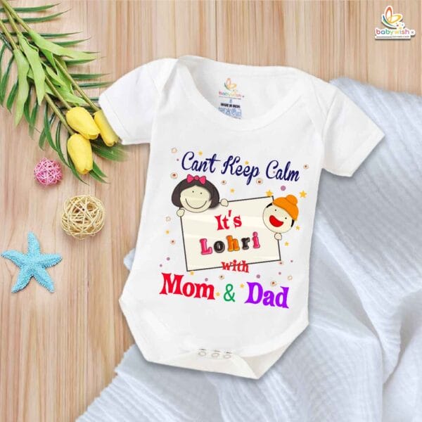 My First Lohri Romper | Baby Lohri Bodysuit for Boys & Girls | Can't Keep Calm It's Lohri Outfit | Festive Baby Clothes – Babywish - Image 5