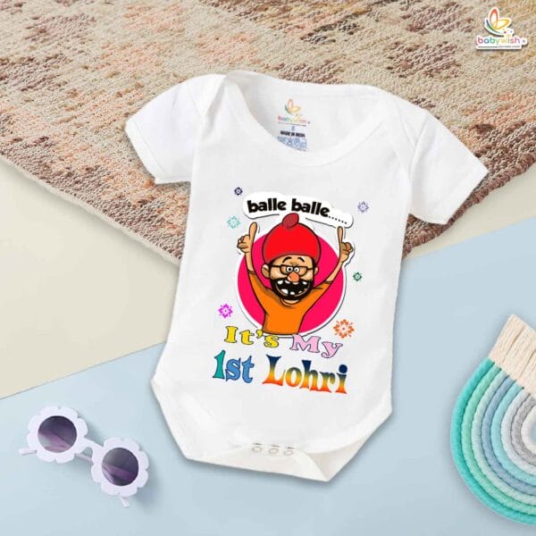 My First Lohri Romper | It's Lohri Time Baby Bodysuit for Boys & Girls | Newborn Lohri Festival Outfit & Traditional Babywear – Babywish - Image 5