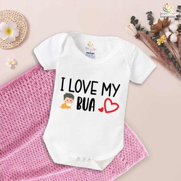 I Love My Bua Baby Romper – Heart Print Bodysuit for Baby Girl or Boy | Bua Gift, Indian Aunt Baby Outfit, Babywish - Image 5