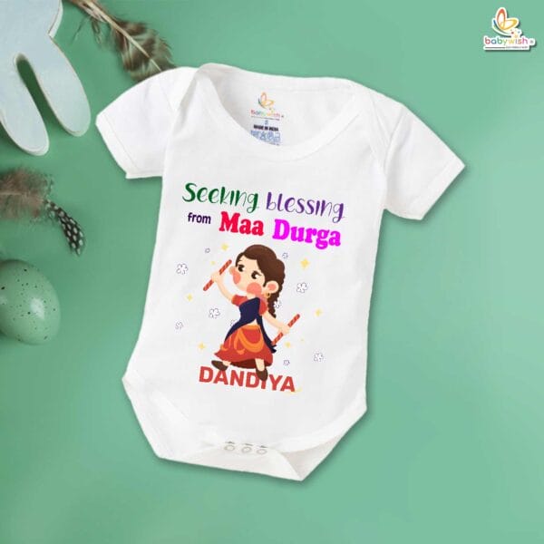Babywish Baby Navratri Romper Bodysuit My First Dussehra Seeking Blessing from Maa Durga - Image 5