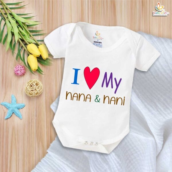 I Love My Nana & Nani – Cute Naanu & Naani Romper for Babies | Baby Bodysuit for Grandparents | Babywish - Image 5