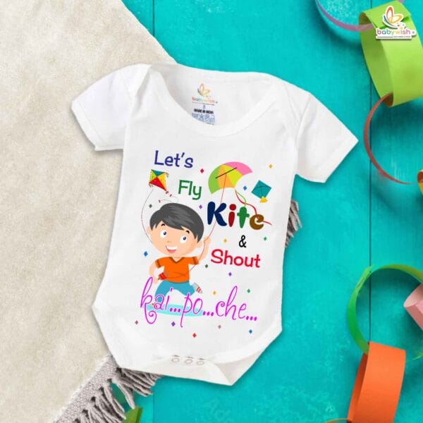 Shout Kai Po Che – My First Makar Sankranti Baby Romper & Bodysuit for Newborns | Festive Baby Clothes for Sankranti | Babywish - Image 5