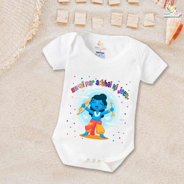 Babywish Baby Navratri Romper Bodysuit My First Dussehra Burai Par Achhai ki Jeet - Image 5