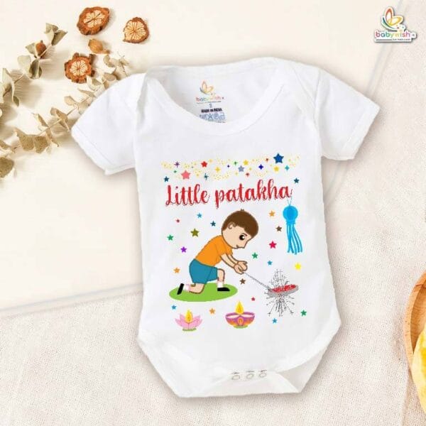 Babywish Baby Diwali Romper Bodysuit My First Diwali Little Patakha - Image 5