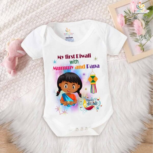 Babywish Baby Diwali Romper Bodysuit My First Diwali My First Diwali Festival - Image 5