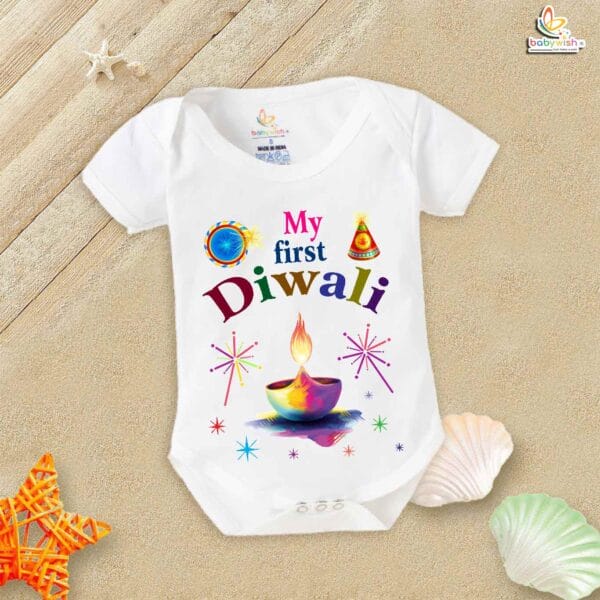 Babywish Baby Diwali Romper Bodysuit My First Diwali - Image 5