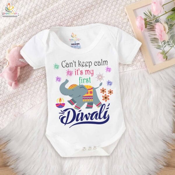 Babywish Baby Diwali Romper Bodysuit My First Diwali Can't Keep Calm It's Diwali - Image 5