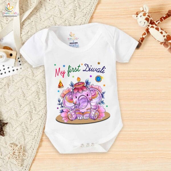 Babywish Baby Diwali Romper Bodysuit My First Diwali MY FIRST DIWALI - Image 5