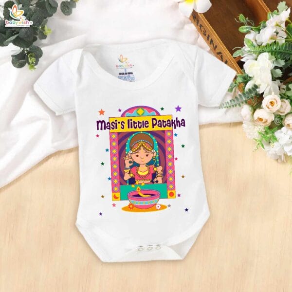 Babywish Baby Diwali Romper Bodysuit My First Diwali Masi's Little Patakha - Image 5