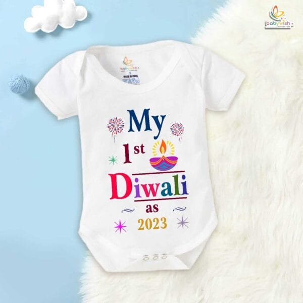 Babywish Baby Diwali Romper Bodysuit My First Diwali My 1st Diwali as 2023 - Image 4